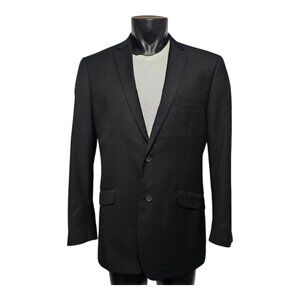 Renoir Two Button Blazer 44L Black Lined Pockets 201-1 Jacket Suit Separate